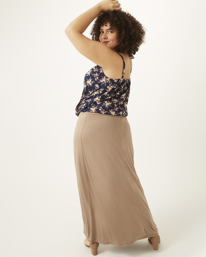 Back of plus size Adriatic Ruched Foldover Maxi Skirt by Molly&Isadora | Dia&Co | dia_product_style_image_id:165505